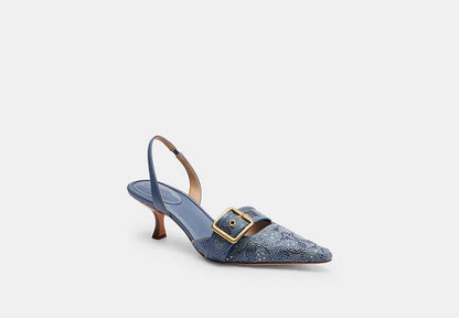 Margot Slingback In Crystal Signature Denim