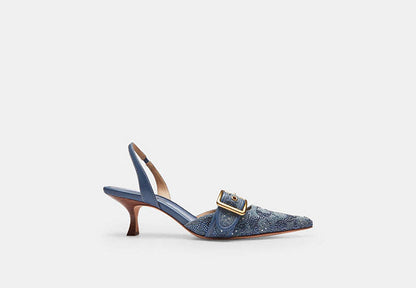 Margot Slingback In Crystal Signature Denim