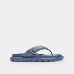 Brynn Thong Sandal In Crystal Signature Denim
