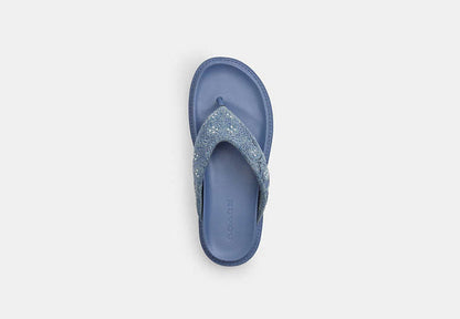 Brynn Thong Sandal In Crystal Signature Denim