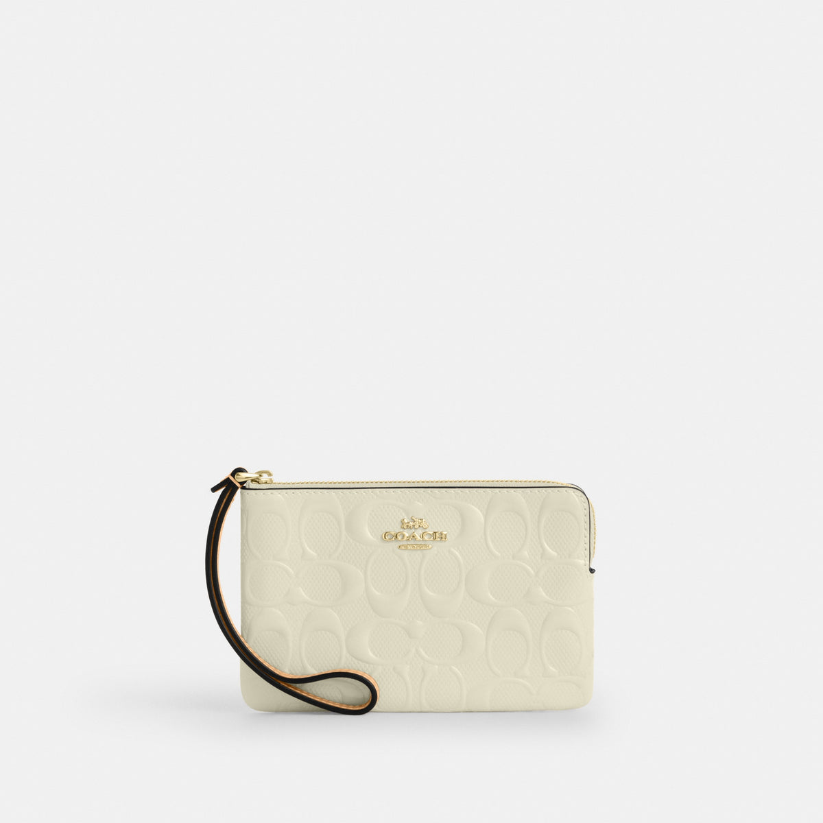 Corner Zip Wristlet In Signature Leather