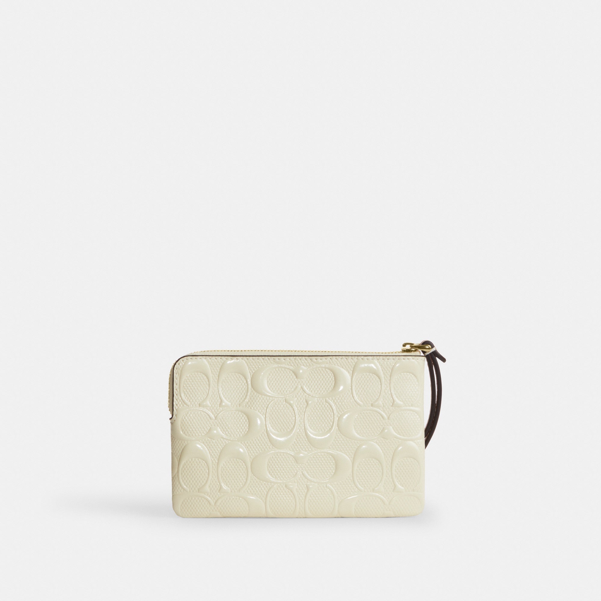Corner Zip Wristlet In Signature Leather