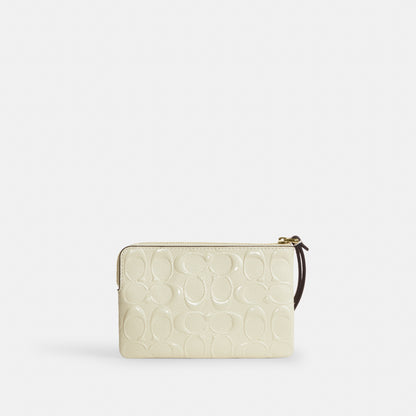 Corner Zip Wristlet In Signature Leather