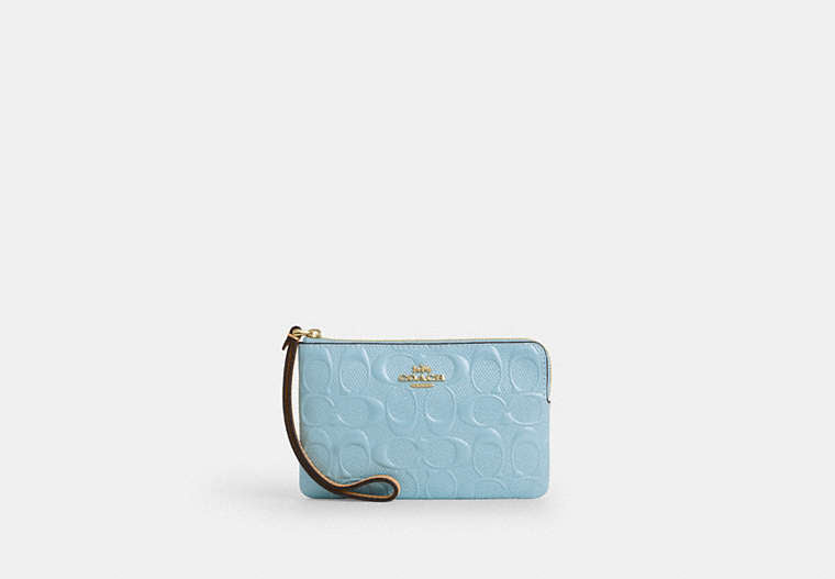 Corner Zip Wristlet In Signature Leather