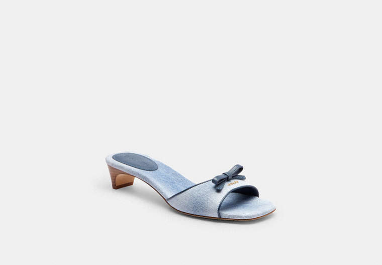 Bow Kitten Heel Sandal In Loved Denim