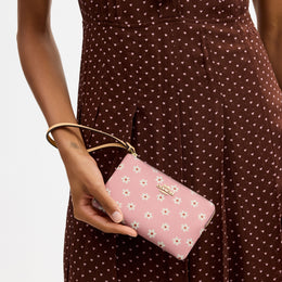 Corner Zip Wristlet With Floral Print