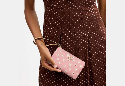 Corner Zip Wristlet With Floral Print