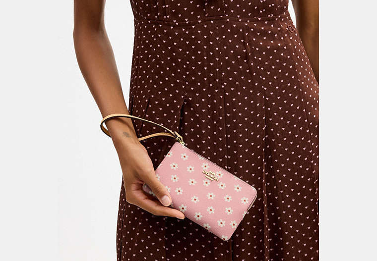 Corner Zip Wristlet With Floral Print