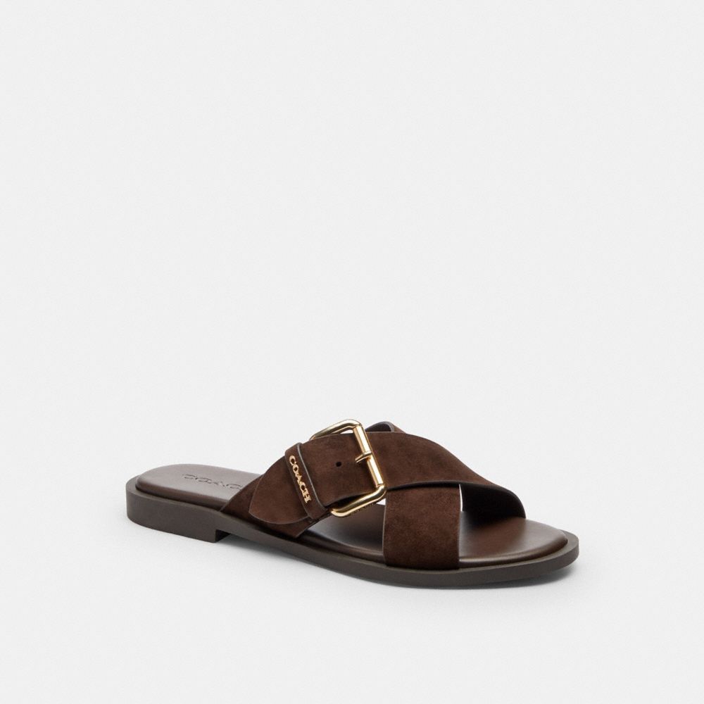 Crisscross Buckle Sandal In Signature Jacquard