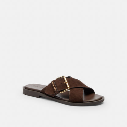 Crisscross Buckle Sandal In Signature Jacquard