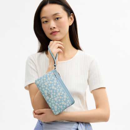 Double Zip Wristlet With Floral Print