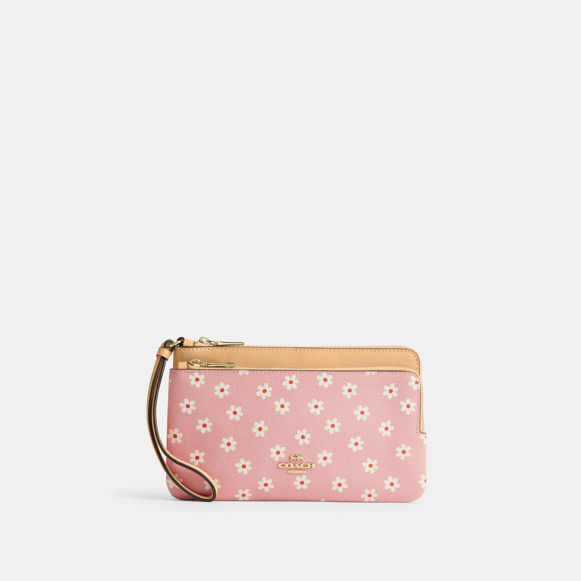 Double Zip Wristlet With Floral Print