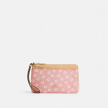 Double Zip Wristlet With Floral Print
