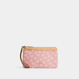 Double Zip Wristlet With Floral Print