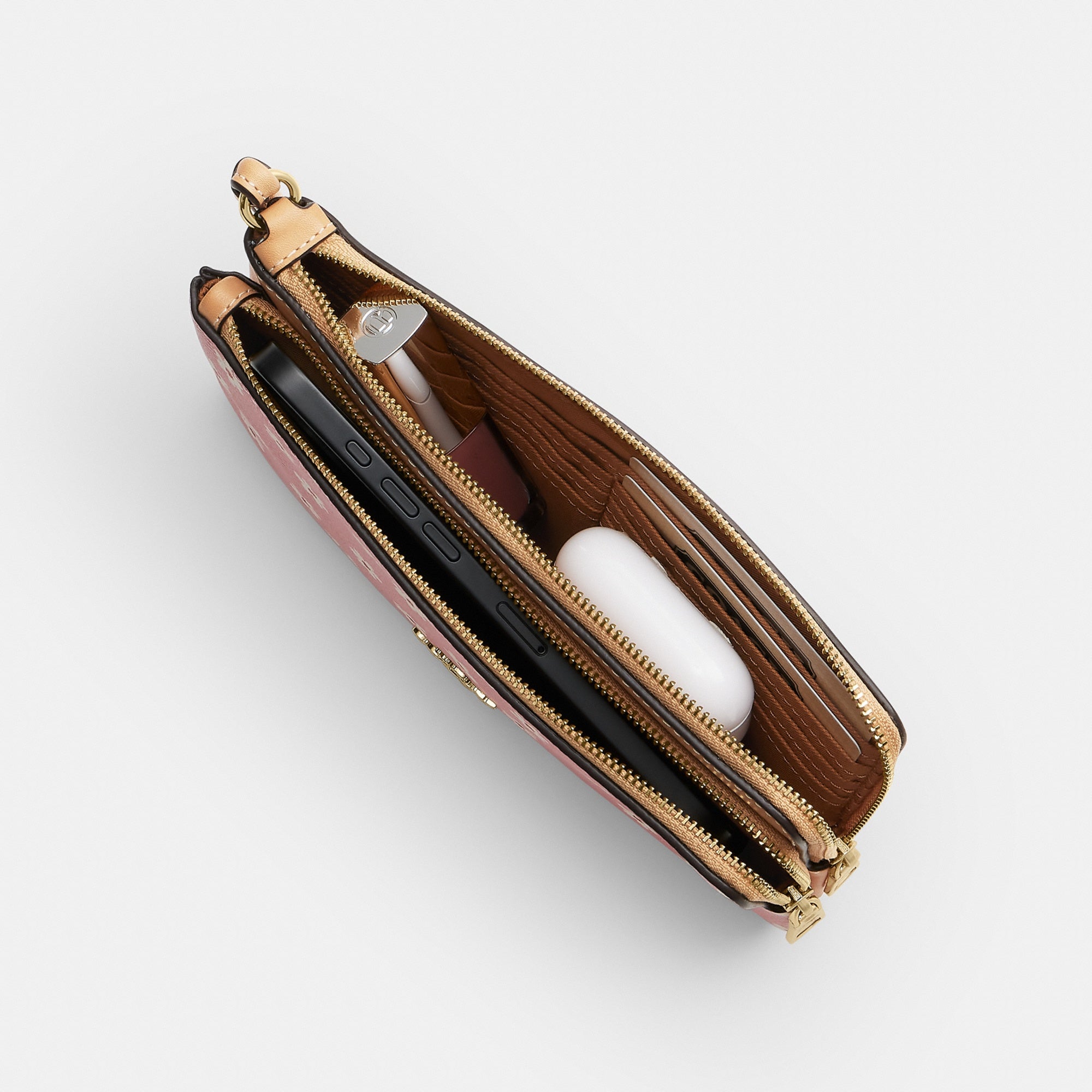 Double Zip Wristlet With Floral Print