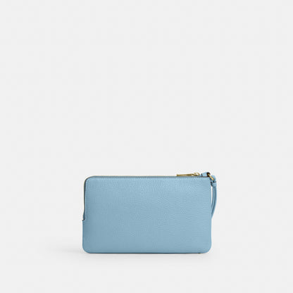 Double Zip Wristlet With Gingham Print