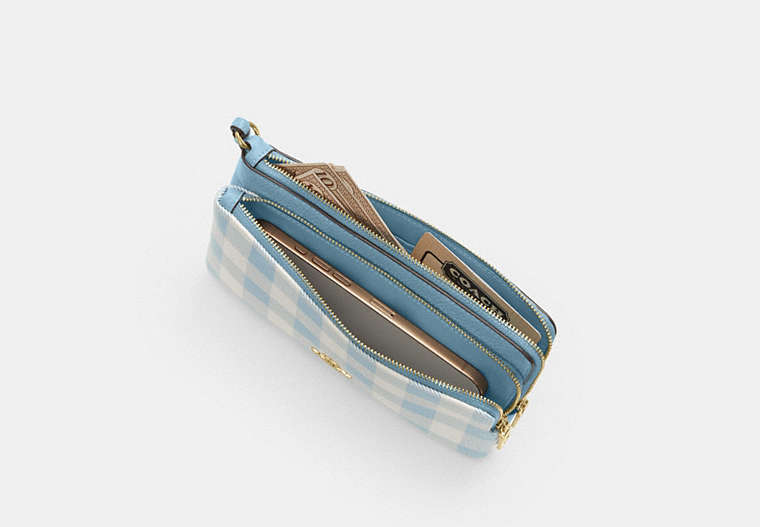Double Zip Wristlet With Gingham Print