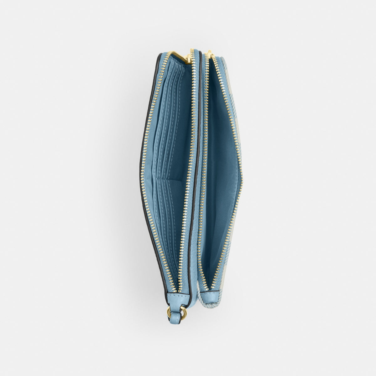 Double Zip Wristlet With Gingham Print