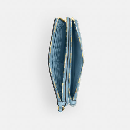 Double Zip Wristlet With Gingham Print