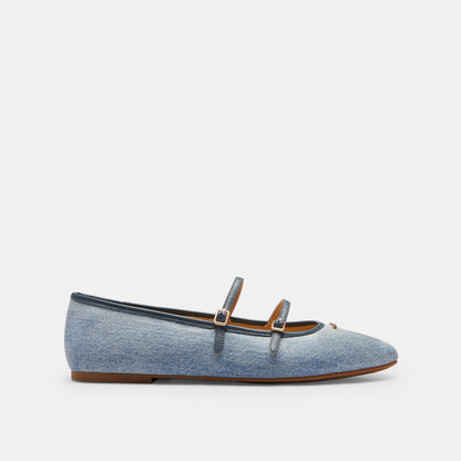Double Buckle Mary Jane In Loved Denim