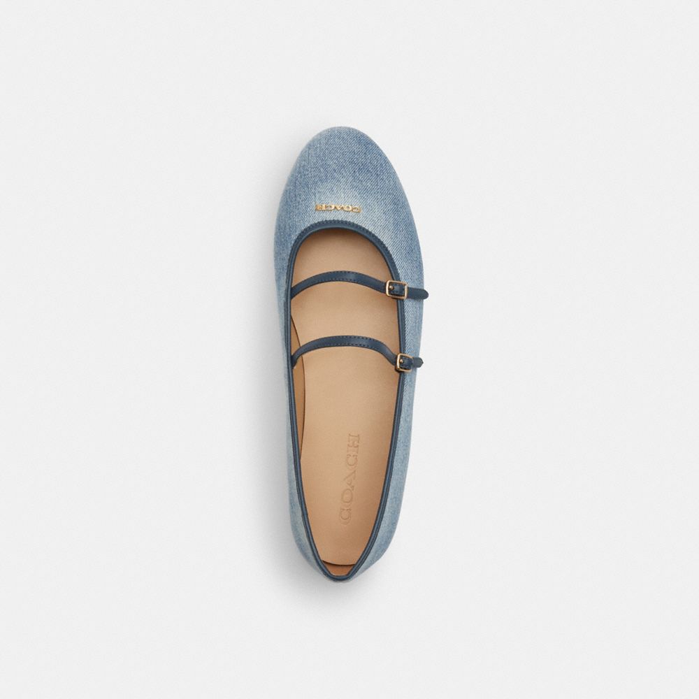 Double Buckle Mary Jane In Loved Denim