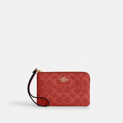 Corner Zip Wristlet In Signature Canvas
