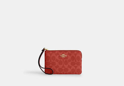 Corner Zip Wristlet In Signature Canvas