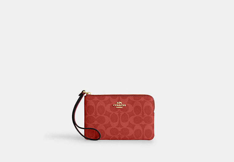 Corner Zip Wristlet In Signature Canvas