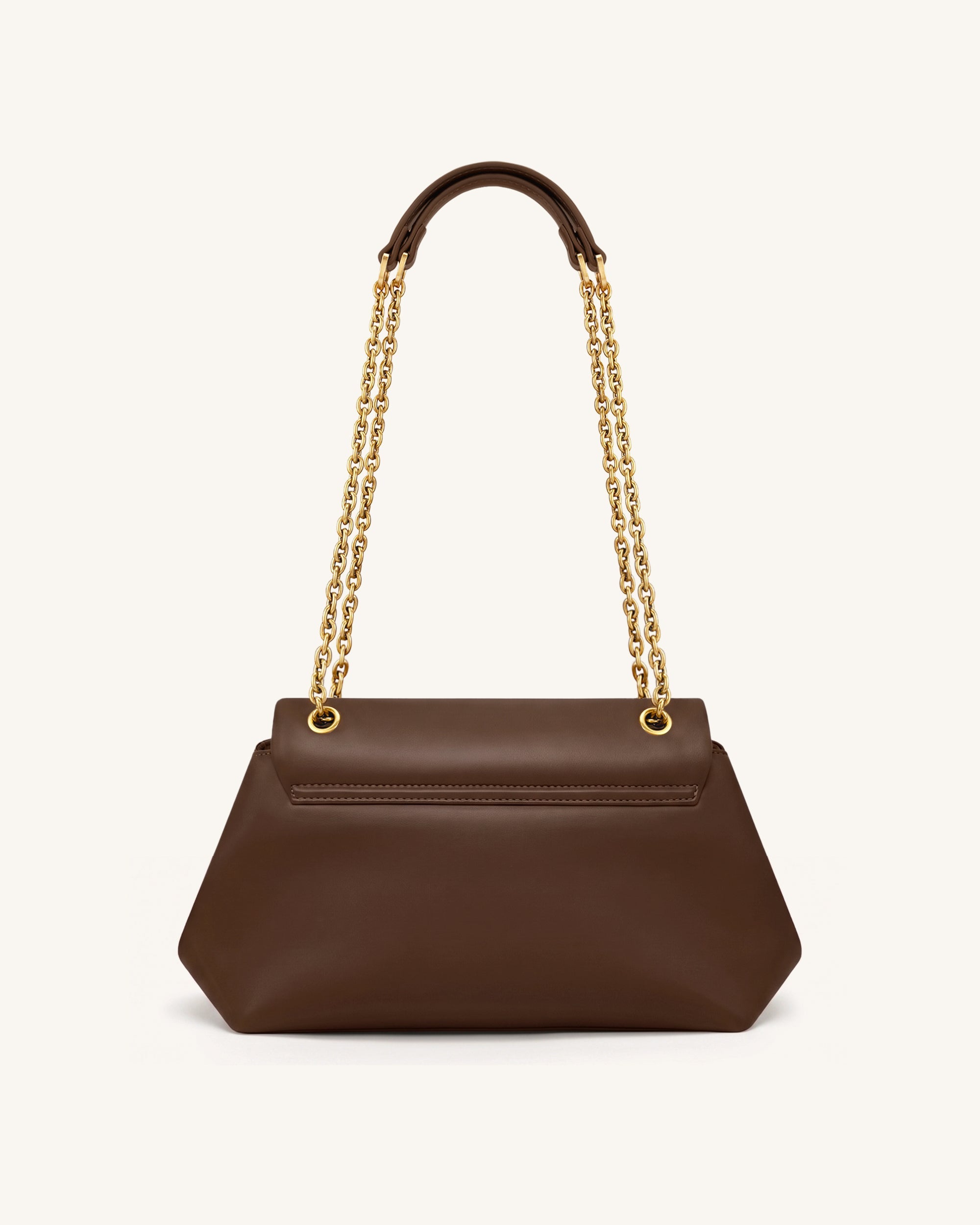 Valerie Chain Flap Shoulder Bag - Dark Brown