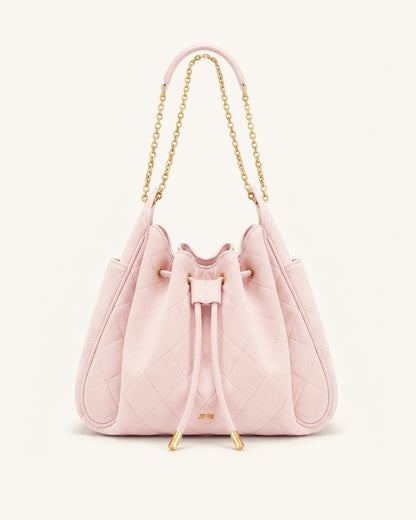 Rowan Faux Suede Quilted Chain Bucket Bag - Blue