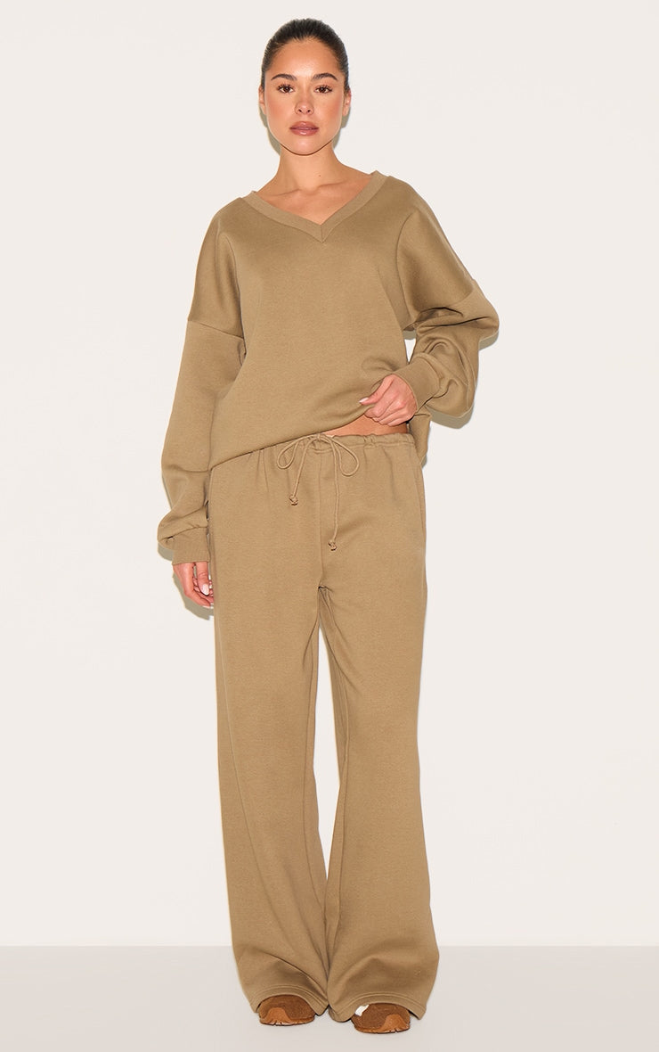 Taupe Straight Leg Sweat Joggers