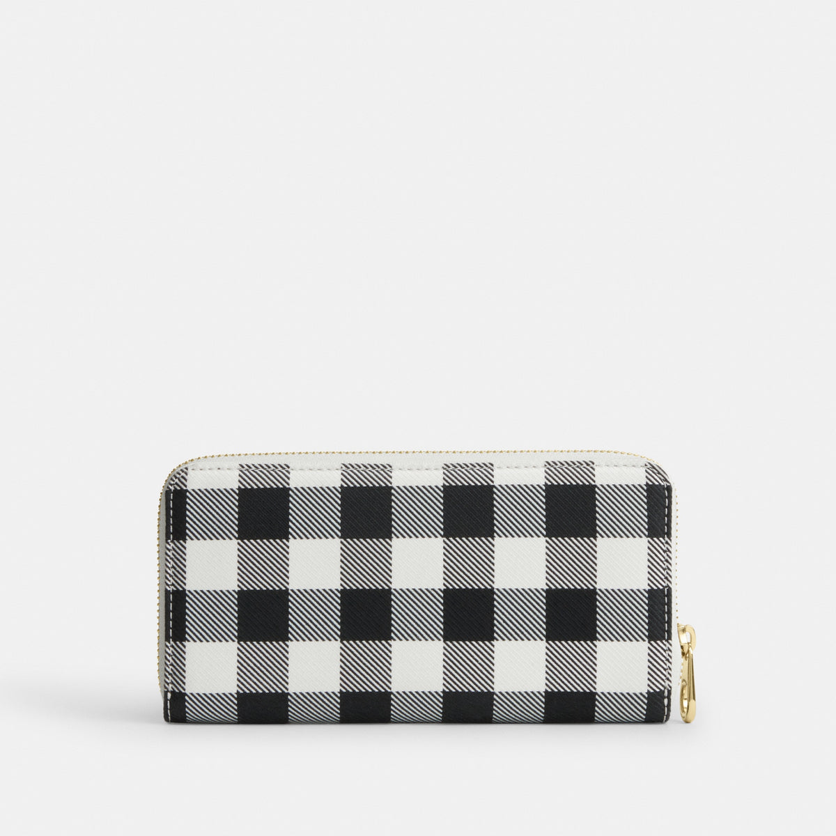 Long Zip Around Wallet With Gingham Print