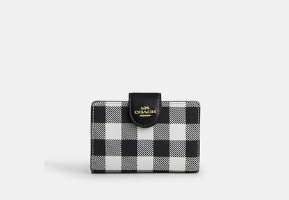 Medium Corner Zip Wallet With Gingham Print