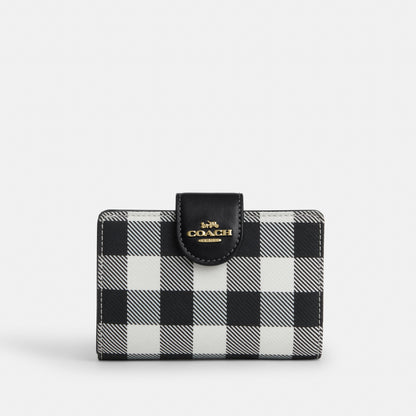 Medium Corner Zip Wallet With Gingham Print