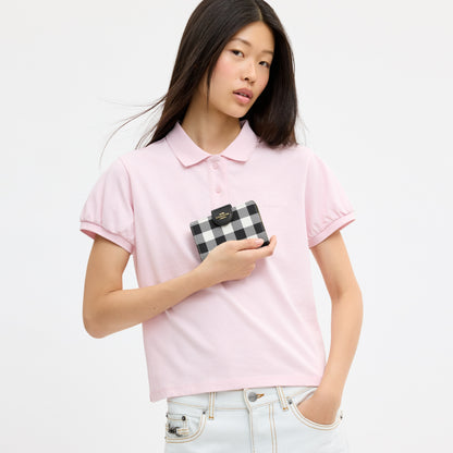 Medium Corner Zip Wallet With Gingham Print