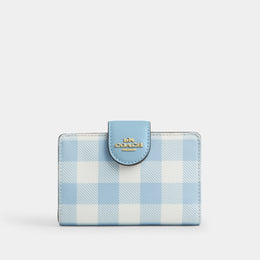 Medium Corner Zip Wallet With Gingham Print