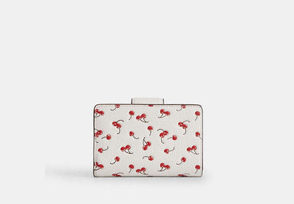 Medium Corner Zip Wallet With Cherry Print