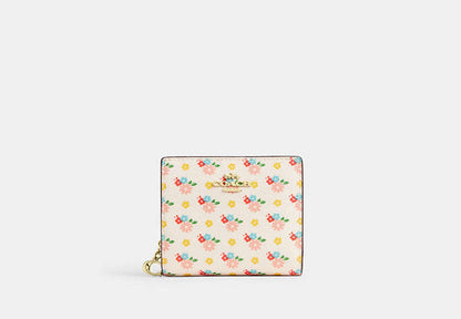 Snap Wallet With Floral Print And Charm