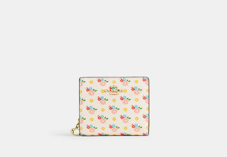 Snap Wallet With Floral Print And Charm