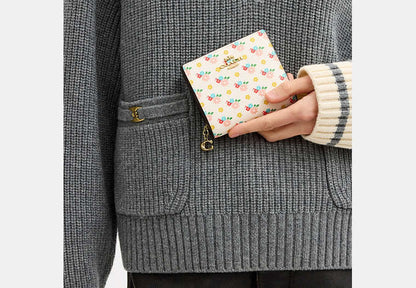 Snap Wallet With Floral Print And Charm