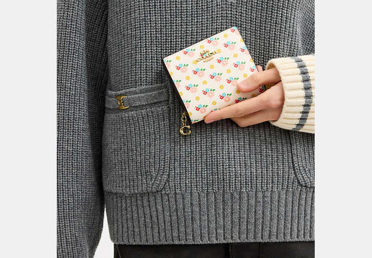 Snap Wallet With Floral Print And Charm