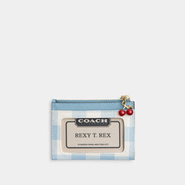 Mini Skinny Id Case With Gingham Print And Charm