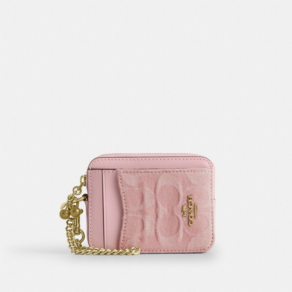 Zip Card Case In Signature Denim