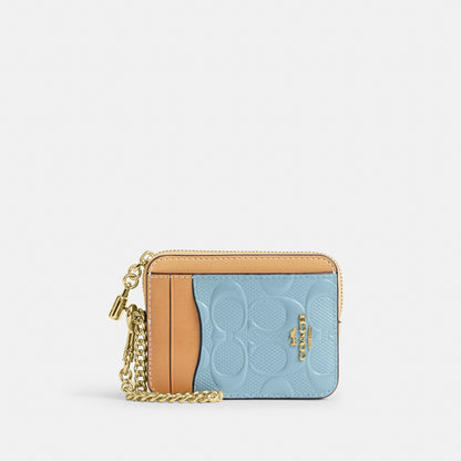 Zip Card Case In Signature Leather With Charm