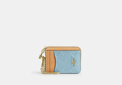 Zip Card Case In Signature Leather With Charm