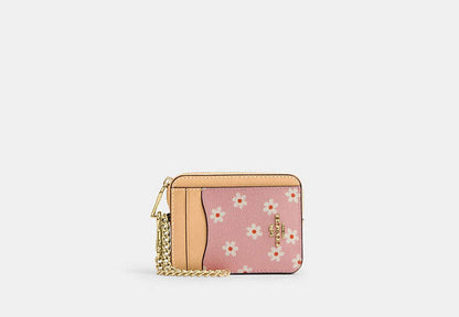 Zip Card Case With Floral Print