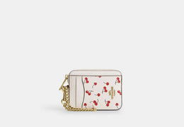 Zip Card Case With Cherry Print