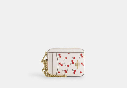 Zip Card Case With Cherry Print