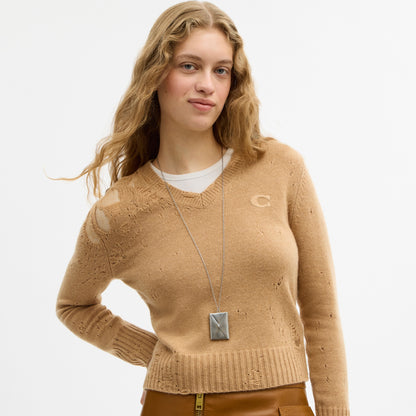 Envelope Pendant Long Necklace