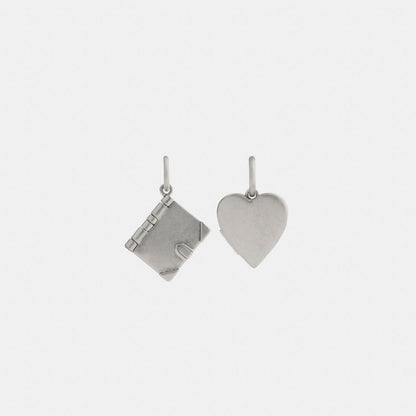 Heart Locket And Book Mismatch Earrings
